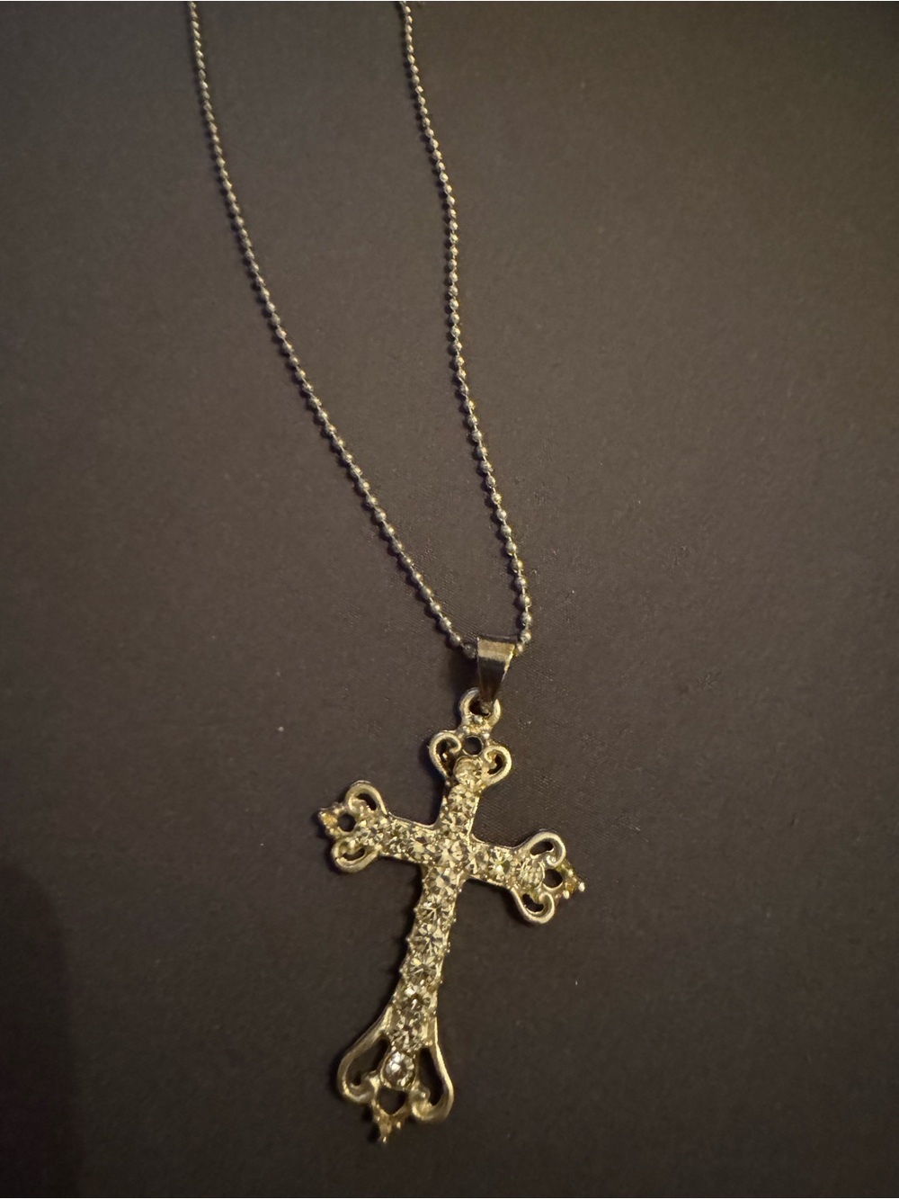 Silver Cross Pendant Necklace with Crystal Accents - Women Jewelry